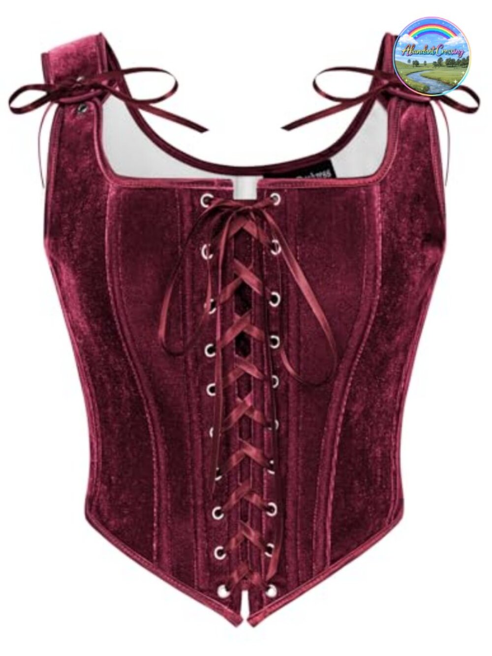 Velvet Renaissance Corset Top Lace-Up Bustier Bodice Ren Faire Costume